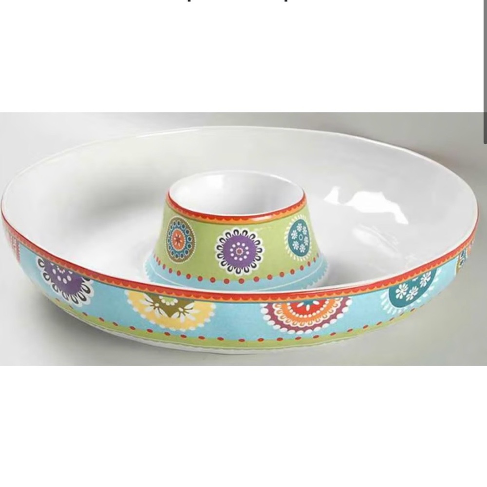 222 Fifth Multicolor Mandala Chip and Dip Platter